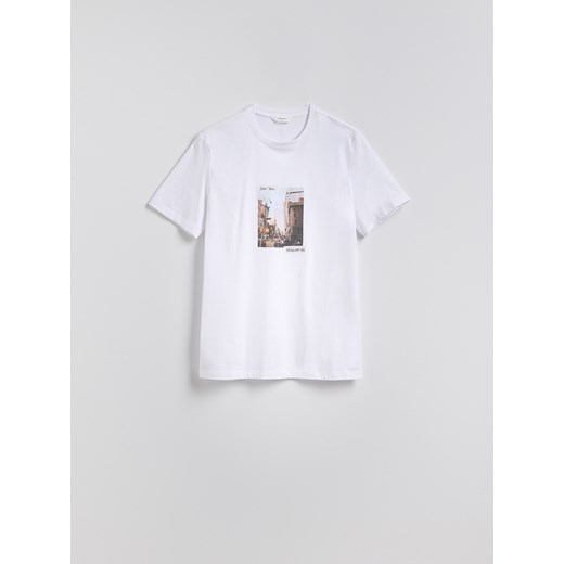 Reserved - T-shirt regular z nadrukiem - biały ze sklepu Reserved w kategorii T-shirty męskie - zdjęcie 184841460
