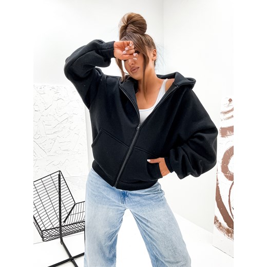BLUZA Z KAPTUREM OVERSIZE- CZARNA ze sklepu olika.com.pl w kategorii Bluzy damskie - zdjęcie 184842450