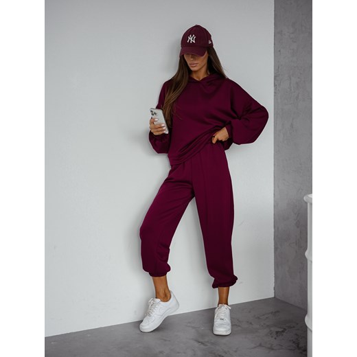 KOMPLET DRESOWY BLUZA Z KAPTUREM+ SPODNIE- BORDOWY ze sklepu olika.com.pl w kategorii Dresy damskie - zdjęcie 184842453