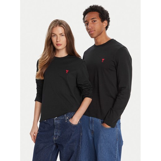 AMI PARIS Longsleeve BFUTS235.724 Czarny Regular Fit ze sklepu MODIVO w kategorii Bluzki damskie - zdjęcie 184844001