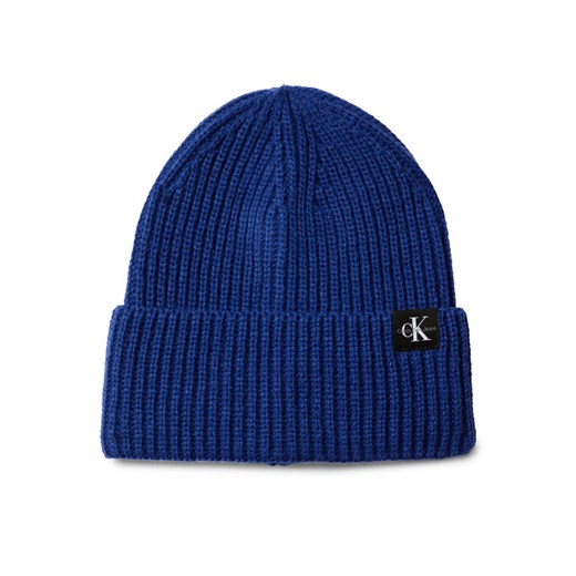 Calvin Klein Jeans Czapka Monogram Rib Beanie IU0IU00440 Niebieski ze sklepu MODIVO w kategorii Czapki dziecięce - zdjęcie 184844014
