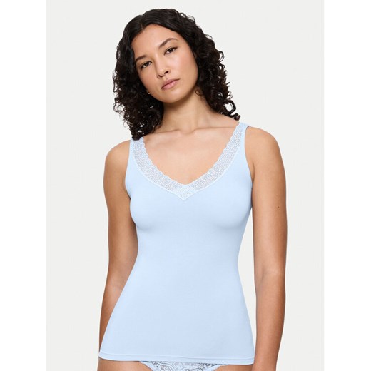 Triumph Top Feel Of Modal 10221637 Błękitny Slim Fit ze sklepu MODIVO w kategorii Piżamy damskie - zdjęcie 184844210