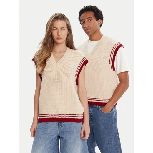 AMI PARIS Sweter UKS768.KN0068 Beżowy Regular Fit ze sklepu MODIVO w kategorii Swetry męskie - zdjęcie 184844221