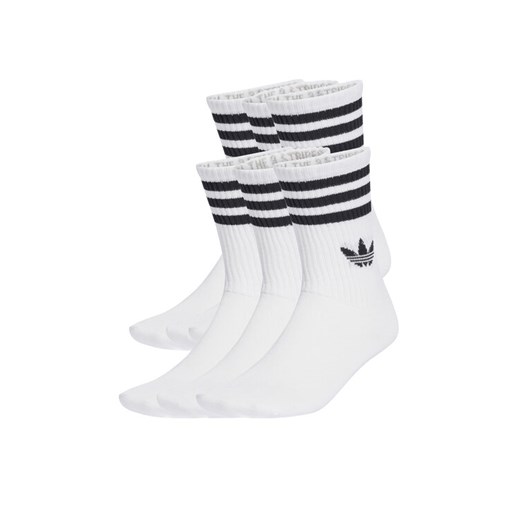 Zestaw 6 par wysokich skarpet unisex adidas 3-Stripes JV7410 Biały ze sklepu eobuwie.pl w kategorii Skarpetki męskie - zdjęcie 184846334