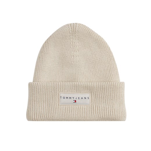 Czapka Tommy Jeans Tjw Linear Beanie AW0AW17913 Écru ze sklepu eobuwie.pl w kategorii Czapki zimowe damskie - zdjęcie 184846392