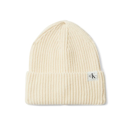 Czapka Calvin Klein Jeans Monogram Rib Beanie IU0IU00440 Écru ze sklepu eobuwie.pl w kategorii Czapki dziecięce - zdjęcie 184846403