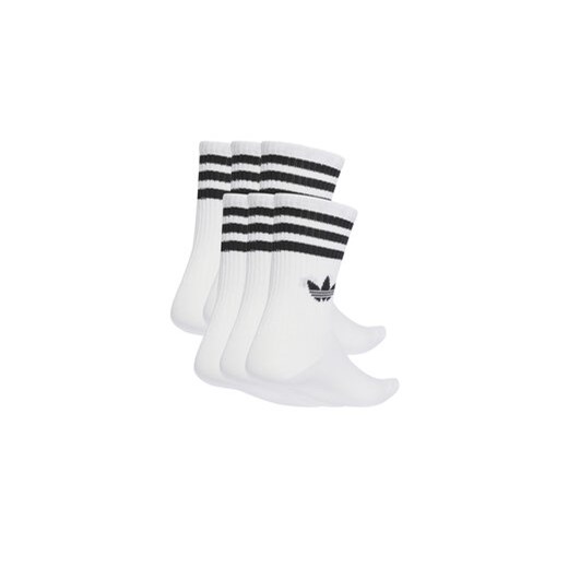 Zestaw 6 par wysokich skarpet unisex adidas 3-Stripes JV7410 Biały 40_42 eobuwie.pl