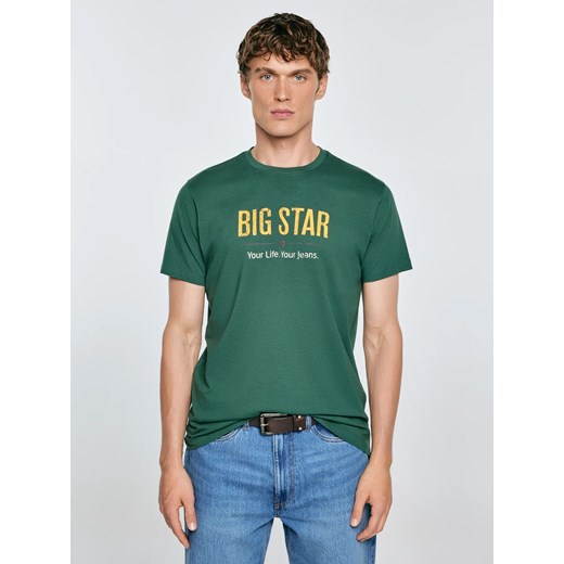 Koszulka męska o klasycznym kroju zielona Bruno 300 ze sklepu Big Star w kategorii T-shirty męskie - zdjęcie 184847754