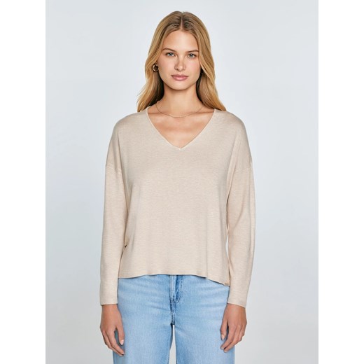 Sweter damski z wiskozy beżowy Faustii 801 ze sklepu Big Star w kategorii Swetry damskie - zdjęcie 184847803