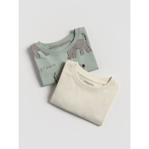 Reserved - Bawełniany longsleeve 2 pack - złamana biel ze sklepu Reserved w kategorii T-shirty chłopięce - zdjęcie 184848213
