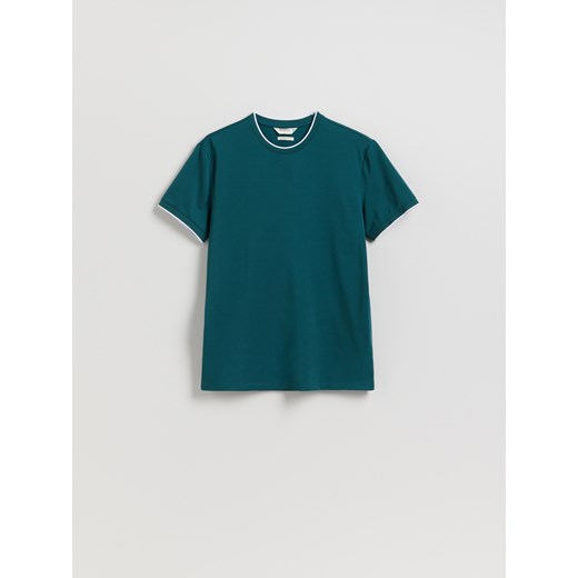 Reserved - T-shirt regular z merceryzowaną bawełną - zielony ze sklepu Reserved w kategorii T-shirty męskie - zdjęcie 184848311