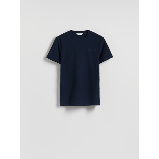 Reserved - Strukturalny t-shirt slim - granatowy ze sklepu Reserved w kategorii T-shirty męskie - zdjęcie 184848332