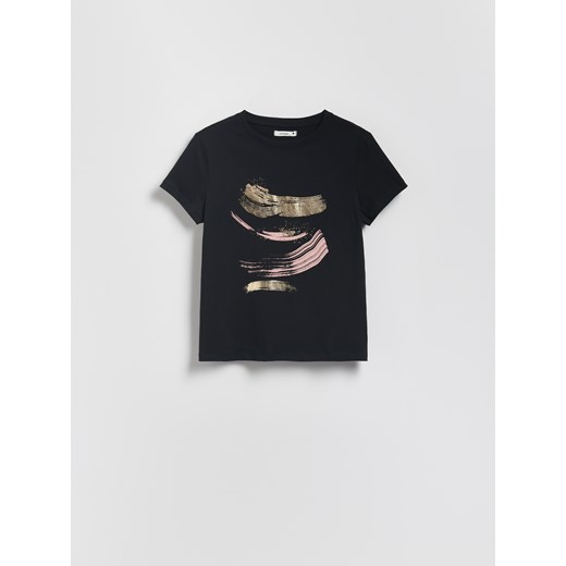 Reserved - T-shirt z nadrukiem - czarny ze sklepu Reserved w kategorii Bluzki damskie - zdjęcie 184848463