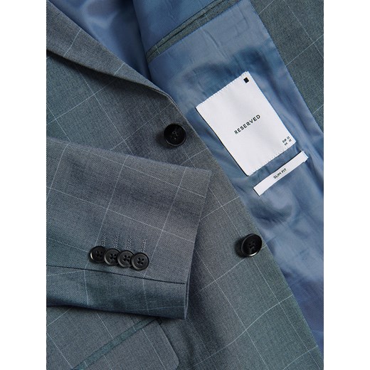 Reserved - Marynarka slim fit w kratę - niebieski Reserved 52 Reserved