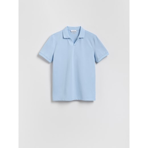 Reserved - Polo z merceryzowaną bawełną - jasnoniebieski ze sklepu Reserved w kategorii T-shirty męskie - zdjęcie 184850681