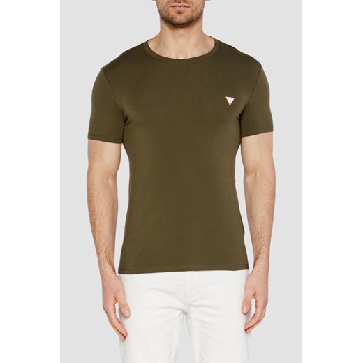 GUESS Zielony męski t-shirt z okrągłym dekoltem, Rozmiar M ze sklepu outfit.pl w kategorii T-shirty męskie - zdjęcie 184851824