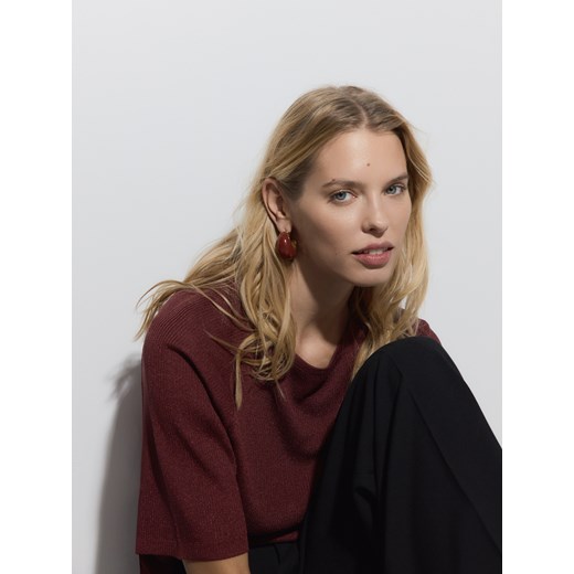 Reserved - Zaokrąglone kolczyki - bordowy Reserved ONE SIZE Reserved