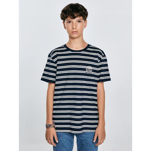 Koszulka chłopięca w paski granatowa Sewer 403 ze sklepu Big Star w kategorii T-shirty chłopięce - zdjęcie 184856772