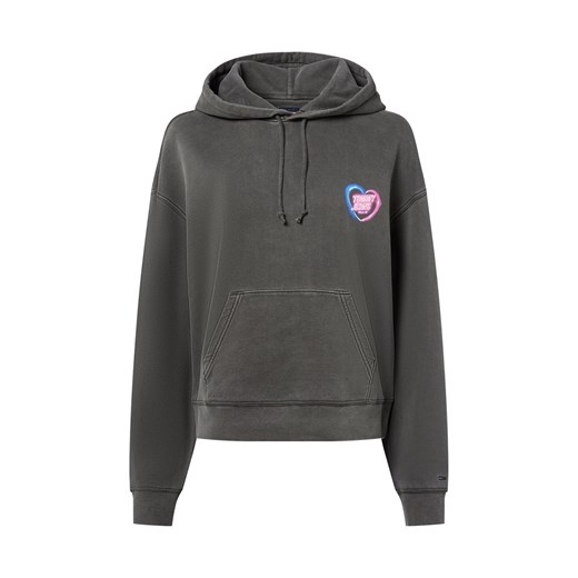 Tommy Jeans Damski sweter z kapturem Kobiety Bawełna antracytowy nadruk ze sklepu vangraaf w kategorii Bluzy damskie - zdjęcie 184856830