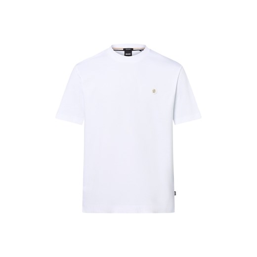 BOSS Koszulka męska - Taut Mężczyźni Bawełna biały jednolity ze sklepu vangraaf w kategorii T-shirty męskie - zdjęcie 184856833