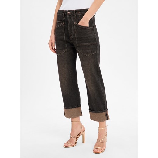 MAC Damskie jeansy baggy Kobiety Bawełna czekoladowy jednolity ze sklepu vangraaf w kategorii Jeansy damskie - zdjęcie 184856853