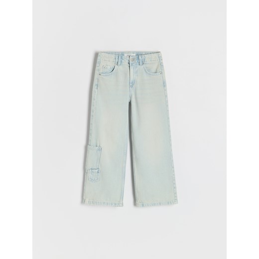 Reserved - Jeansy wide leg z kieszeniami - niebieski Reserved 140 (9 lat) okazja Reserved