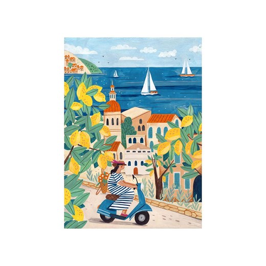 Poster &amp; Frame Druk artystyczny &quot;Woman on the Amalfi coast&quot; ze sklepu Limango Polska w kategorii Obrazy - zdjęcie 184859582