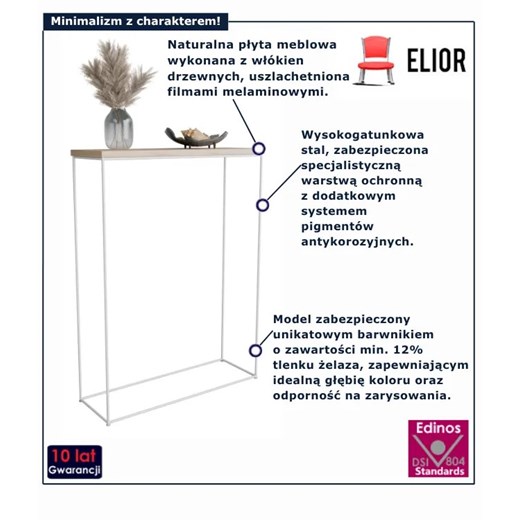 Konsola pod lustro dąb sonoma + biały - Krux 3X Elior One Size Edinos.pl