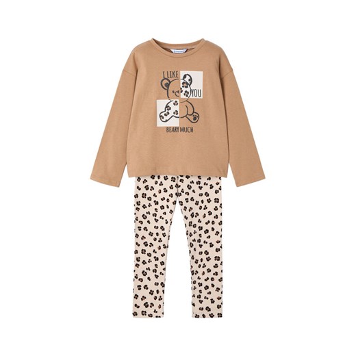 Mayoral Komplet bluzka i legginsy 4719 Beżowy Regular Fit ze sklepu MODIVO w kategorii Komplety dziewczęce - zdjęcie 184867013