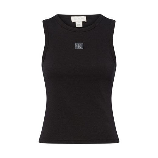 Calvin Klein Jeans Top damski Kobiety Bawełna czarny jednolity ze sklepu vangraaf w kategorii Bluzki damskie - zdjęcie 184868384