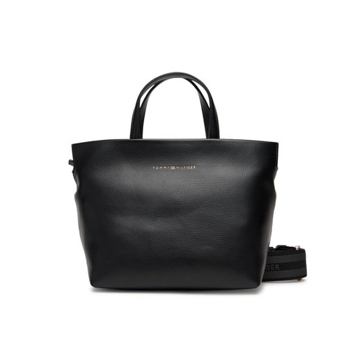 Torebka Tommy Hilfiger Th Logotape AW0AW17694 Czarny ze sklepu eobuwie.pl w kategorii Torby Shopper bag - zdjęcie 184871212