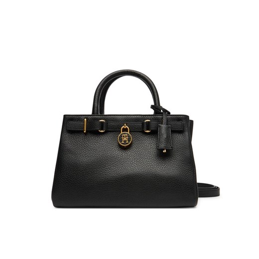 Torebka Tommy Hilfiger American Icon Mini Tote Leather AW0AW17926 Czarny ze sklepu eobuwie.pl w kategorii Kuferki - zdjęcie 184871271