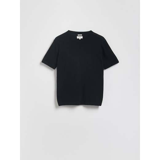 Reserved - T-shirt regular z domieszką jedwabiu - czarny Reserved L promocyjna cena Reserved