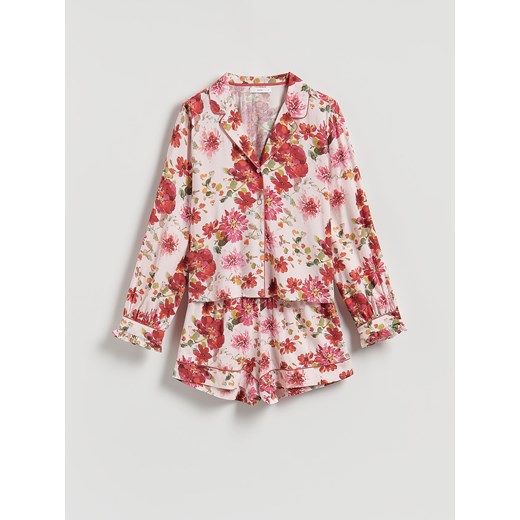 Reserved - Dwuczęściowa piżama z wiskozy - fuksja Reserved M Reserved