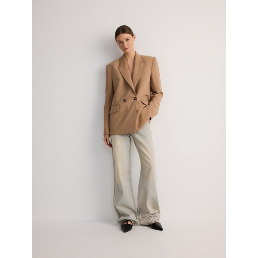 Reserved - Dwurzędowa marynarka oversize - brązowy ze sklepu Reserved w kategorii Marynarki damskie - zdjęcie 184873812