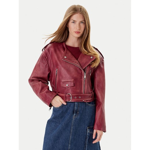 BOSS Kurtka skórzana C_Sadora 50543026 Bordowy Regular Fit ze sklepu MODIVO w kategorii Kurtki damskie - zdjęcie 184875224