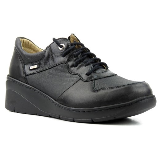 Sneakersy damskie z suwakiem i sznurowaniem - Helios Komfort 347, czarne ze sklepu ulubioneobuwie w kategorii Półbuty damskie - zdjęcie 184876363