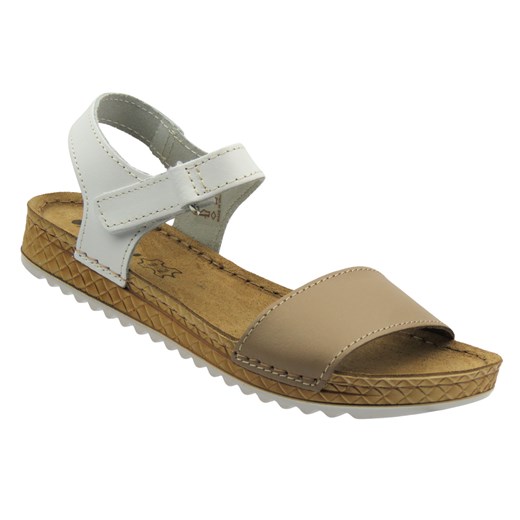 Skórzane sandały damskie beżowe Inblu VO-4CU ze sklepu ulubioneobuwie w kategorii Sandały damskie - zdjęcie 184876443