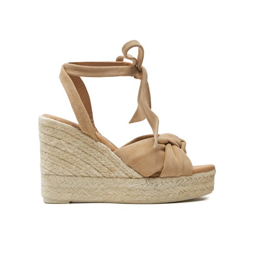 Espadryle Manebi Hamptons Wedge Espadrilles With Knot M 1.1 WS Beżowy ze sklepu eobuwie.pl w kategorii Espadryle damskie - zdjęcie 184877013