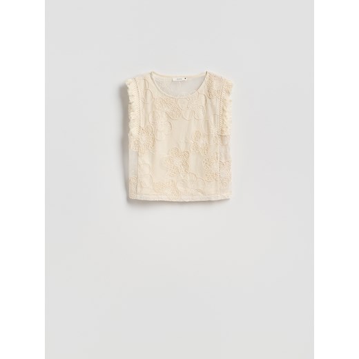 Reserved - Ażurowa bluzka - złamana biel Reserved M Reserved