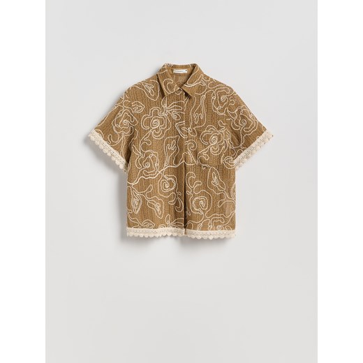 Reserved - Koszula ze strukturalnej dzianiny - beżowy Reserved S Reserved