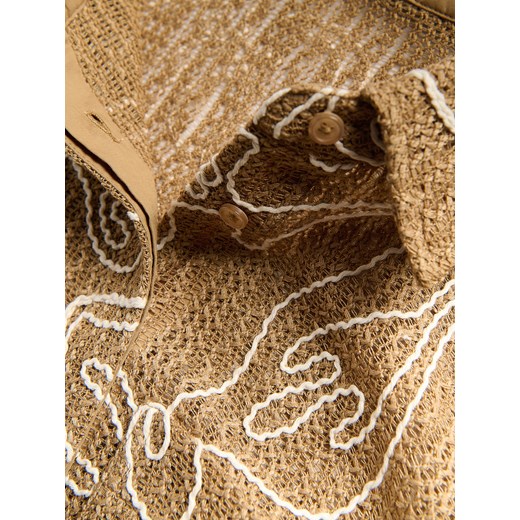 Reserved - Koszula ze strukturalnej dzianiny - beżowy Reserved S Reserved