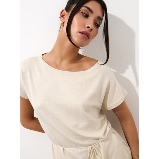 Mohito - Beżowa bluzka z wiązaniem - beżowy Mohito S Mohito