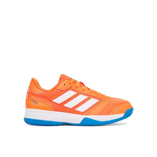 Buty halowe adidas Ligra 8 Indoor Kids JR9299 Pomarańczowy ze sklepu eobuwie.pl w kategorii Buty sportowe dziecięce - zdjęcie 184878233