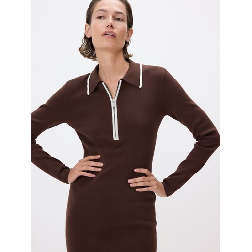 Reserved - Dzianinowa sukienka maxi - brązowy Reserved M Reserved