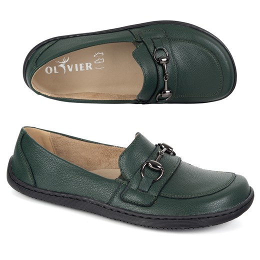 Barefoot damskie mokasyny skórzane minimalistyczne letnie 1288AR zielone ze sklepu butyolivier w kategorii Półbuty damskie - zdjęcie 184879233