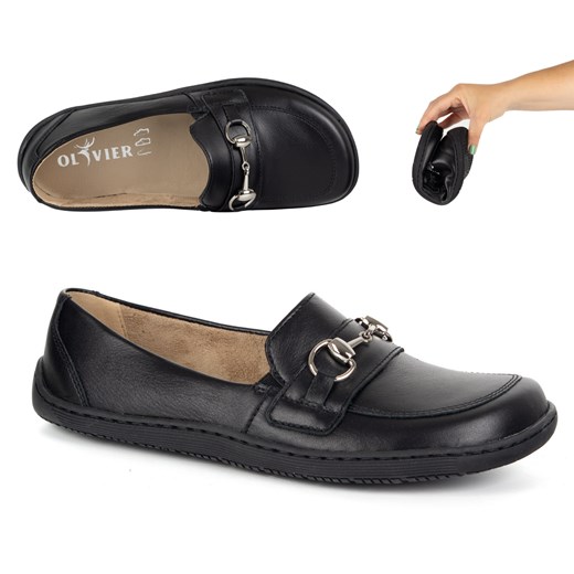 Barefoot damskie mokasyny skórzane minimalistyczne letnie 1288AR czarne ze sklepu butyolivier w kategorii Półbuty damskie - zdjęcie 184879270