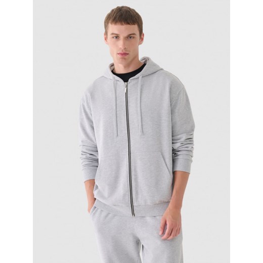 Męska bluza dresowa rozpinana z kapturem Outhorn OTHWAW24TSWSM1696 - szara ze sklepu Sportstylestory.com w kategorii Bluzy męskie - zdjęcie 184879374
