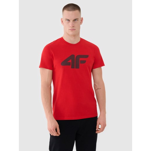 Męski t-shirt z nadrukiem 4F 4FWMM00TTSHM2658 - czerwony ze sklepu Sportstylestory.com w kategorii T-shirty męskie - zdjęcie 184879541