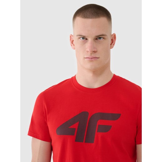 Męski t-shirt z nadrukiem 4F 4FWMM00TTSHM2658 - czerwony XXL Sportstylestory.com